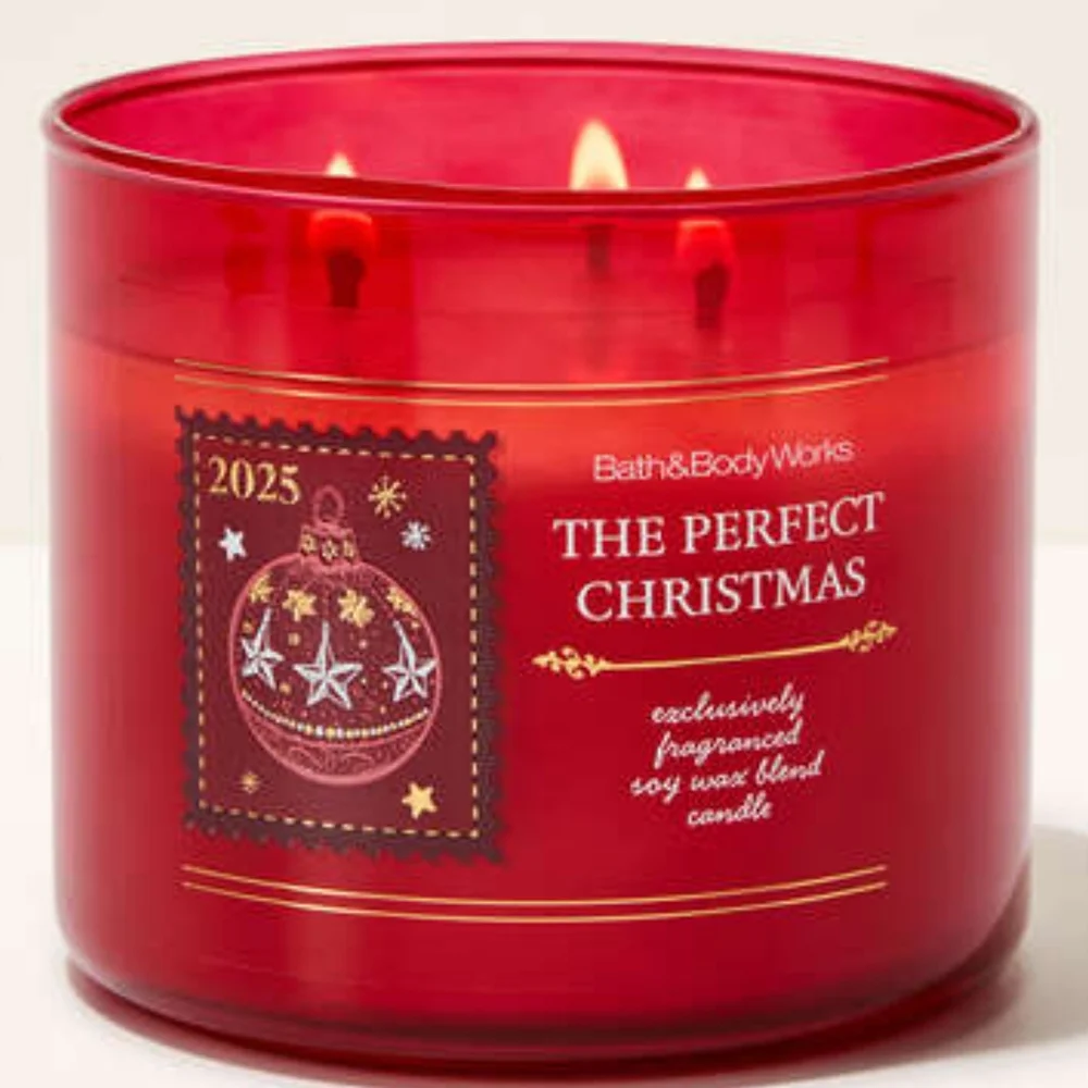 Bath Body Works The Perfect Christmas 3-Wick Candle with Fancy Gold Bow Lid NEW - Picture 4 of 4